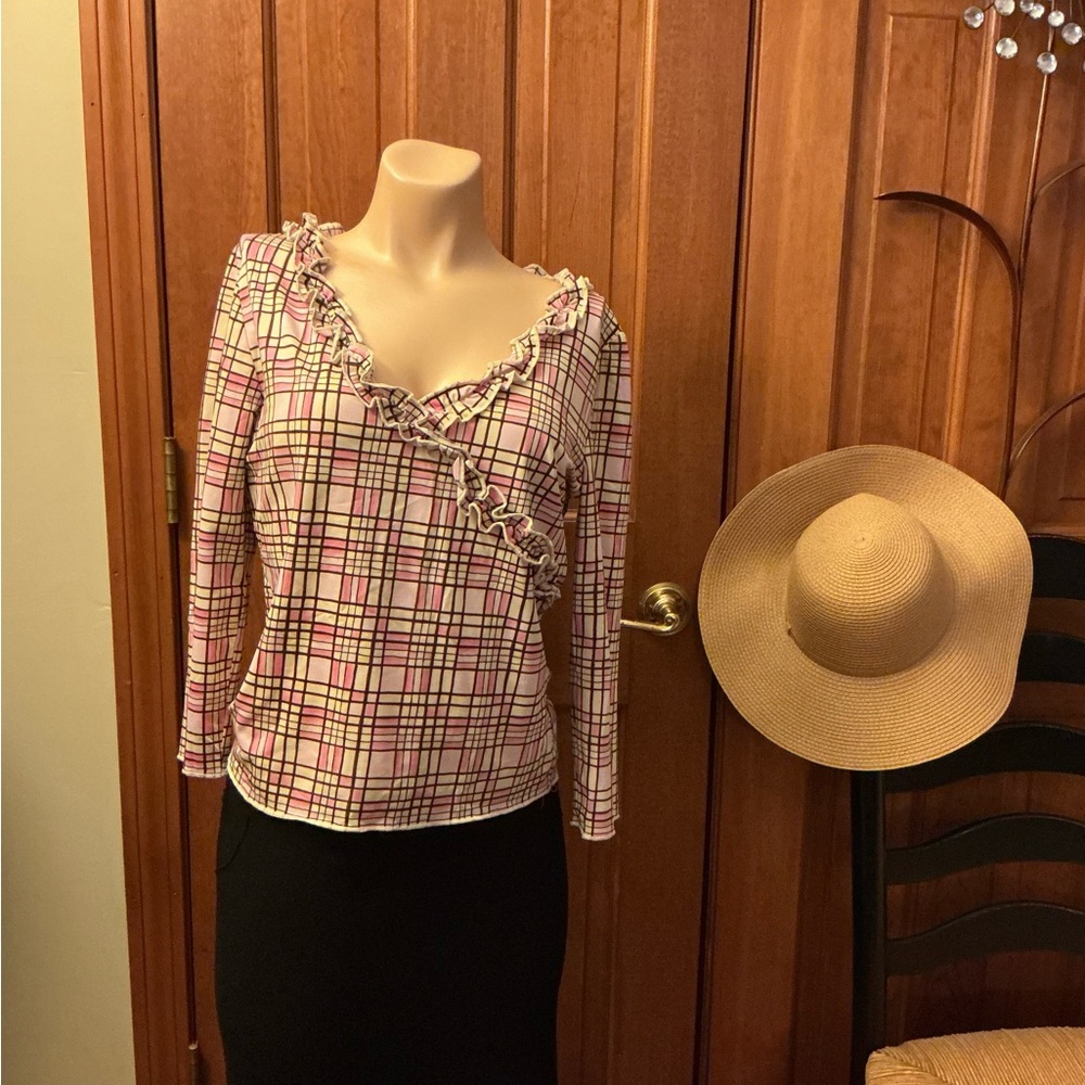 Chic Plaid Ruffle Women's Blouse